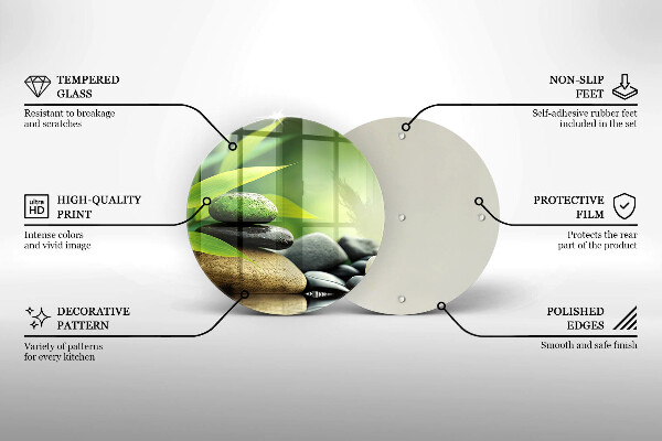 Skleněné krájecí prkénko Zen bambusové kameny