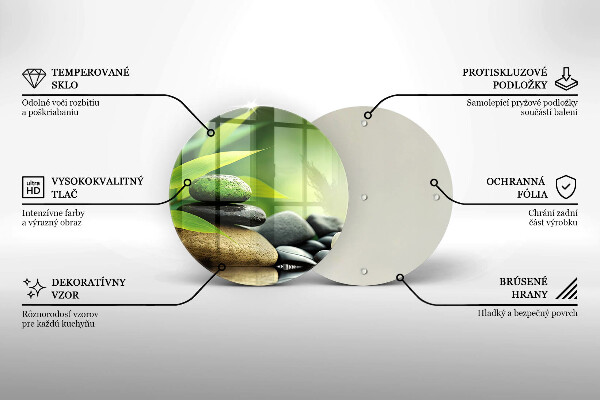 Skleněné krájecí prkénko Zen bambusové kameny