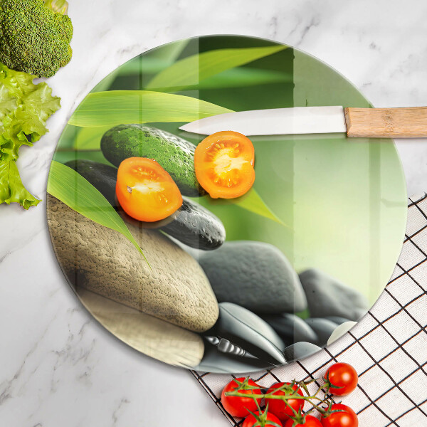 Skleněné krájecí prkénko Zen bambusové kameny