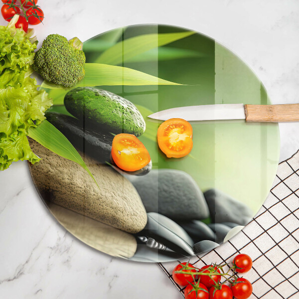 Skleněné krájecí prkénko Zen bambusové kameny