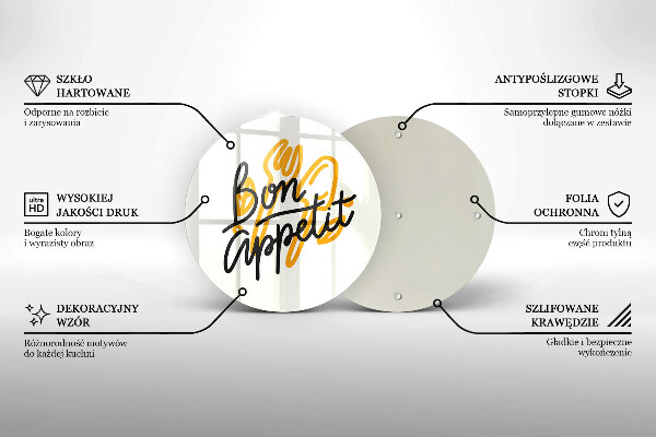 Skleněné krájecí prkénko Bon appetit nápis