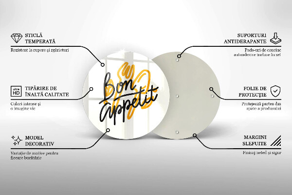 Skleněné krájecí prkénko Bon appetit nápis