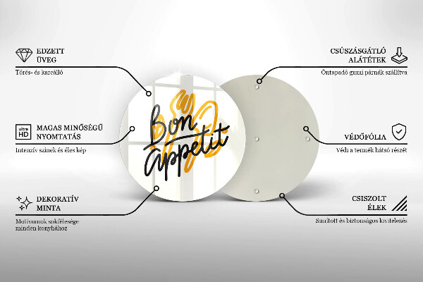 Skleněné krájecí prkénko Bon appetit nápis