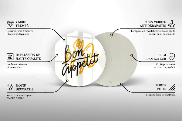 Skleněné krájecí prkénko Bon appetit nápis