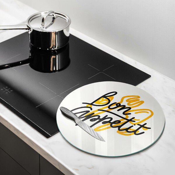 Skleněné krájecí prkénko Bon appetit nápis