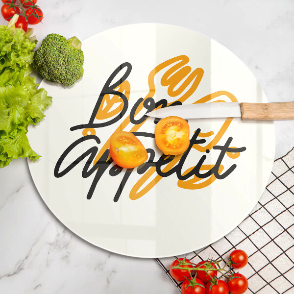 Skleněné krájecí prkénko Bon appetit nápis