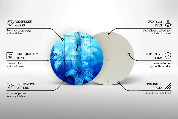 Skleněné krájecí prkénko Modré květy