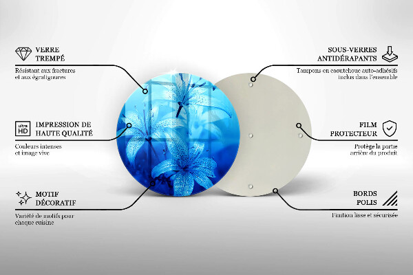 Skleněné krájecí prkénko Modré květy