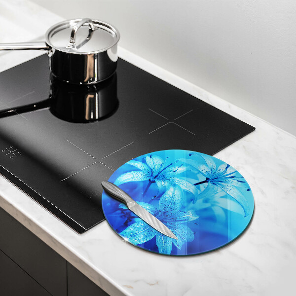 Skleněné krájecí prkénko Modré květy