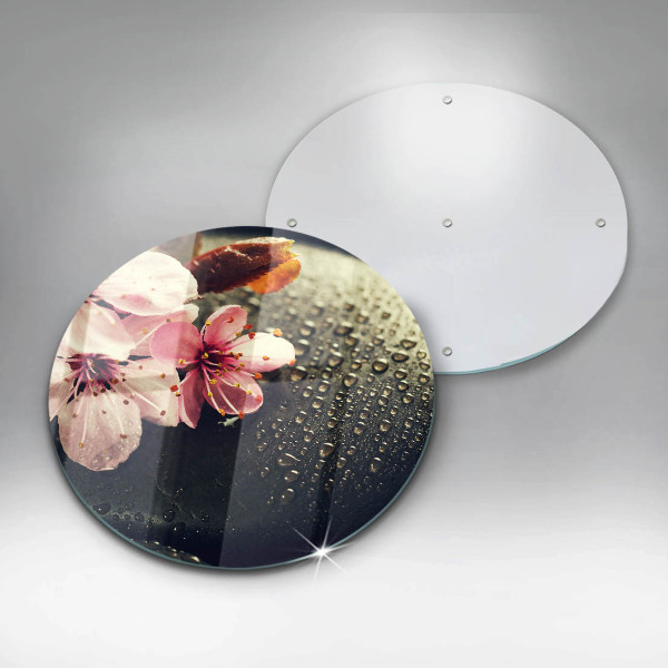 Skleněné krájecí prkénko Květiny zenové kameny