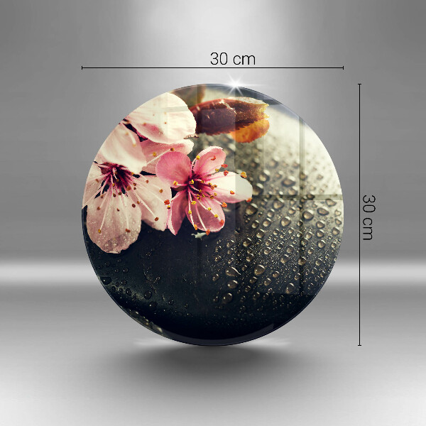 Skleněné krájecí prkénko Květiny zenové kameny