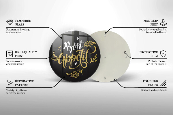 Skleněné krájecí prkénko Bon appetit nápis