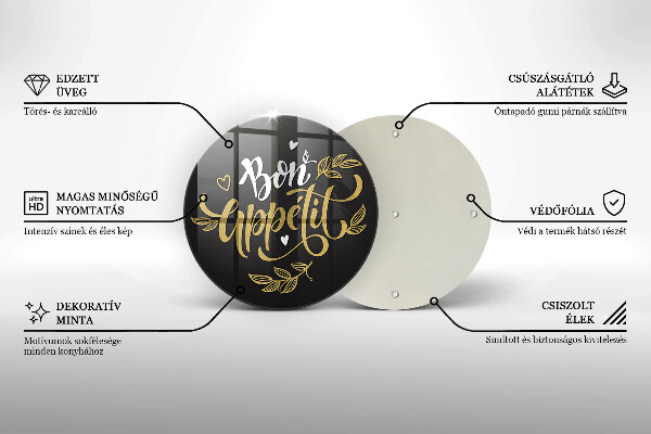 Skleněné krájecí prkénko Bon appetit nápis