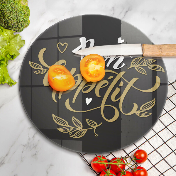 Skleněné krájecí prkénko Bon appetit nápis