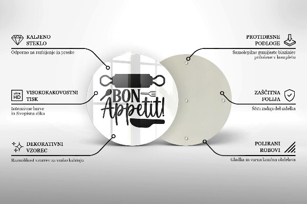 Skleněné krájecí prkénko Bon appetit nápis