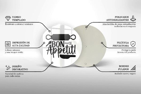 Skleněné krájecí prkénko Bon appetit nápis