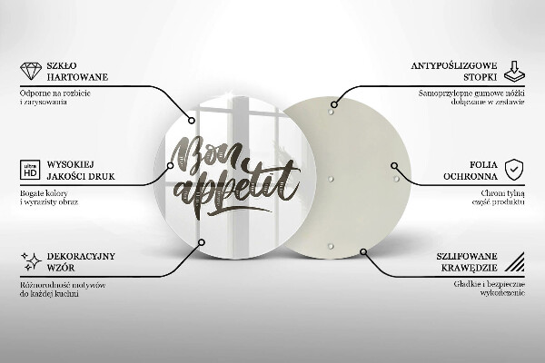 Skleněné krájecí prkénko Bon appetit nápis