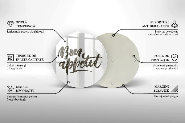 Skleněné krájecí prkénko Bon appetit nápis