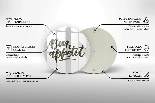 Skleněné krájecí prkénko Bon appetit nápis