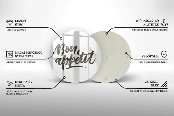 Skleněné krájecí prkénko Bon appetit nápis
