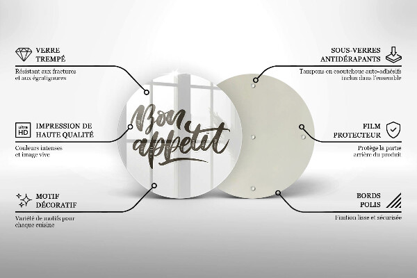 Skleněné krájecí prkénko Bon appetit nápis