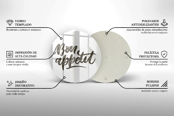 Skleněné krájecí prkénko Bon appetit nápis