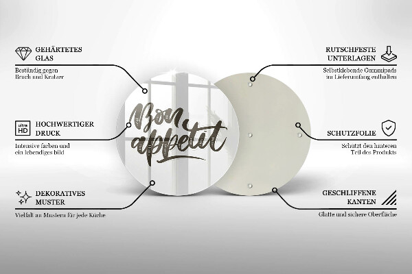Skleněné krájecí prkénko Bon appetit nápis
