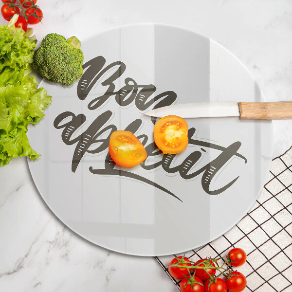Skleněné krájecí prkénko Bon appetit nápis