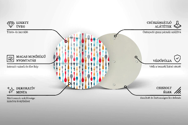 Skleněné krájecí prkénko Ilustrace lžíce