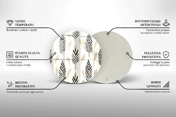 Skleněné krájecí prkénko Boho rostliny