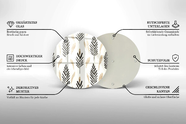 Skleněné krájecí prkénko Boho rostliny