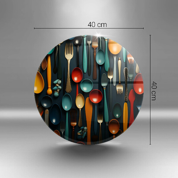 Skleněné krájecí prkénko Barevné lžíce a vidličky