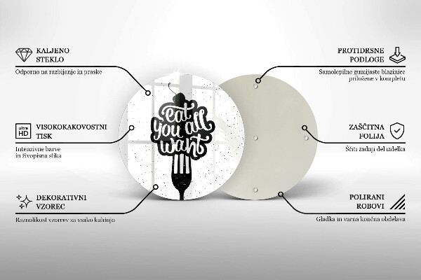 Skleněné krájecí prkénko Nápis eat all you want