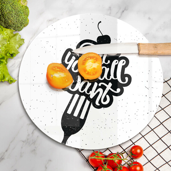 Skleněné krájecí prkénko Nápis eat all you want