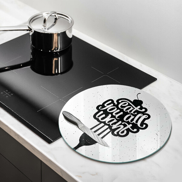 Skleněné krájecí prkénko Nápis eat all you want