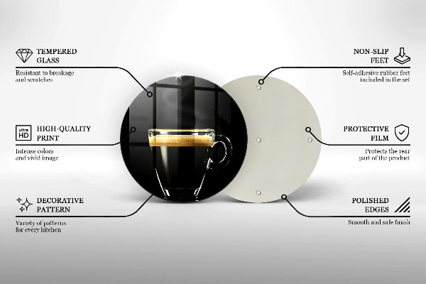 Skleněné krájecí prkénko Sklenice černé kávy