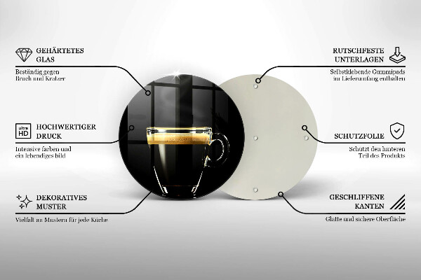 Skleněné krájecí prkénko Sklenice černé kávy