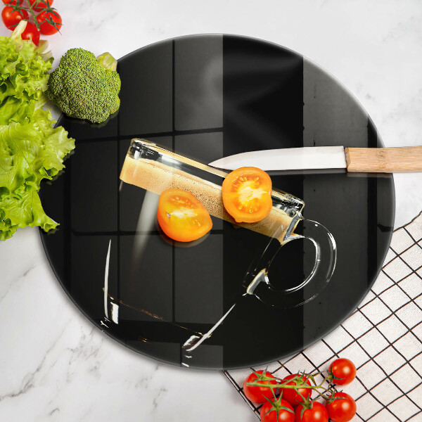 Skleněné krájecí prkénko Sklenice černé kávy