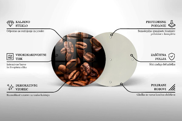 Skleněné krájecí prkénko Hnědá kávová zrna