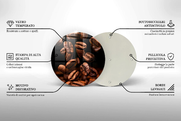 Skleněné krájecí prkénko Hnědá kávová zrna