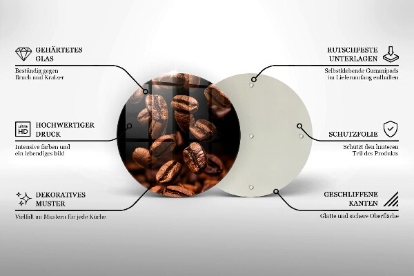 Skleněné krájecí prkénko Hnědá kávová zrna