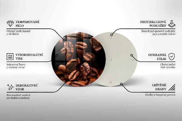 Skleněné krájecí prkénko Hnědá kávová zrna