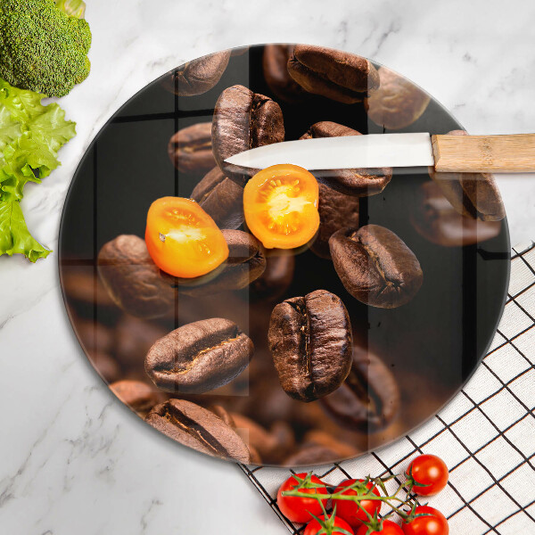 Skleněné krájecí prkénko Hnědá kávová zrna