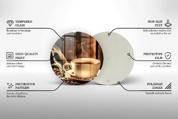 Skleněné krájecí prkénko Šálek a kávová zrna