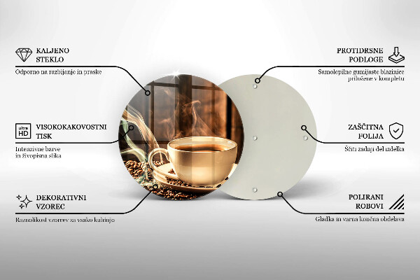 Skleněné krájecí prkénko Šálek a kávová zrna