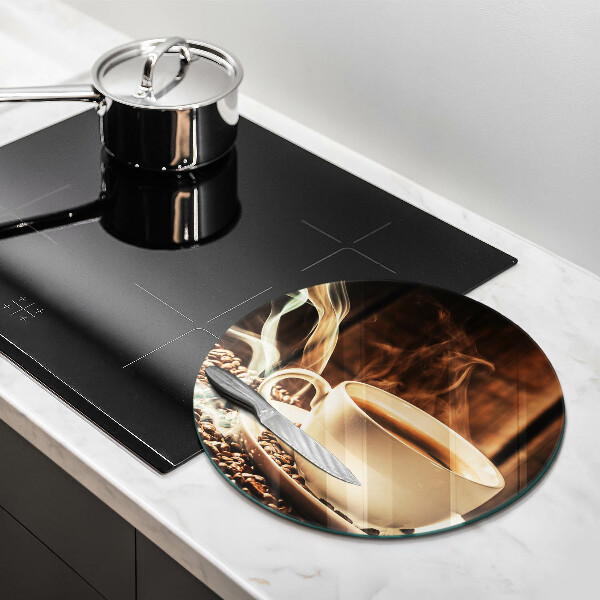 Skleněné krájecí prkénko Šálek a kávová zrna