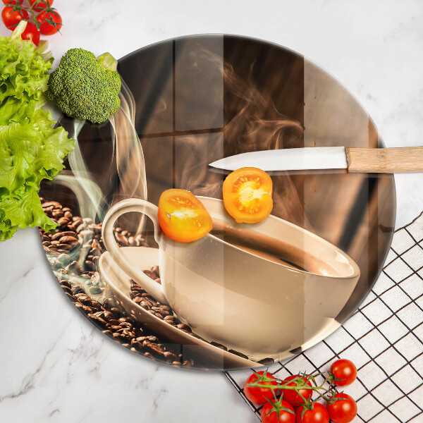 Skleněné krájecí prkénko Šálek a kávová zrna