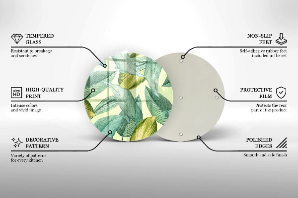 Skleněné krájecí prkénko Zelené tropické listy