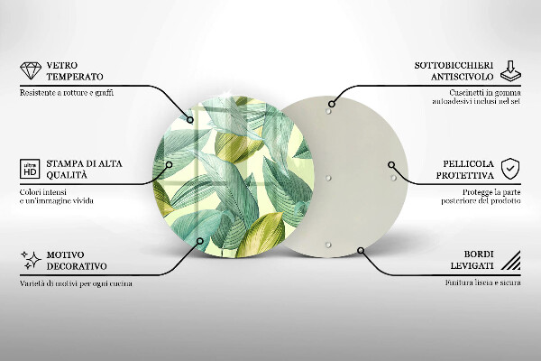 Skleněné krájecí prkénko Zelené tropické listy