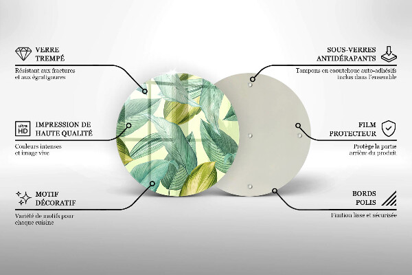 Skleněné krájecí prkénko Zelené tropické listy